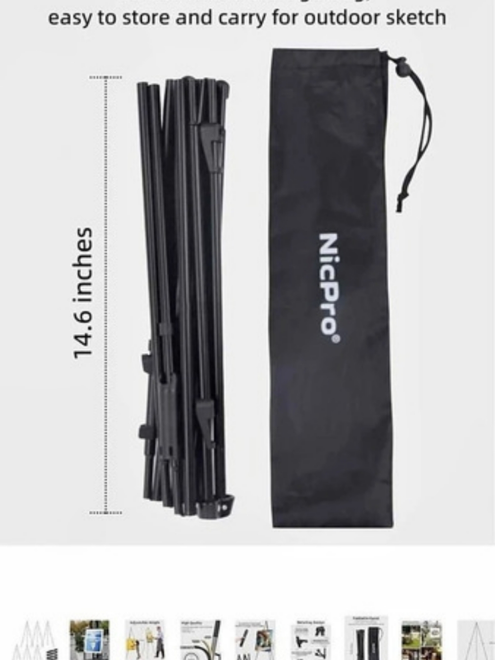 Set Of 6 Nicpro 63 Inch Folding Easel for Display Adjustable Black Easel